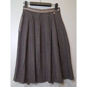 Twin set womens small A line midi skirt blue brown virgin wool herring bone